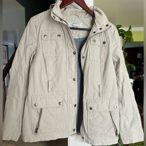 G.H. Bass & Co. Jacket Women's Size M Stone Tan Canvas Hooded  Full Zipper